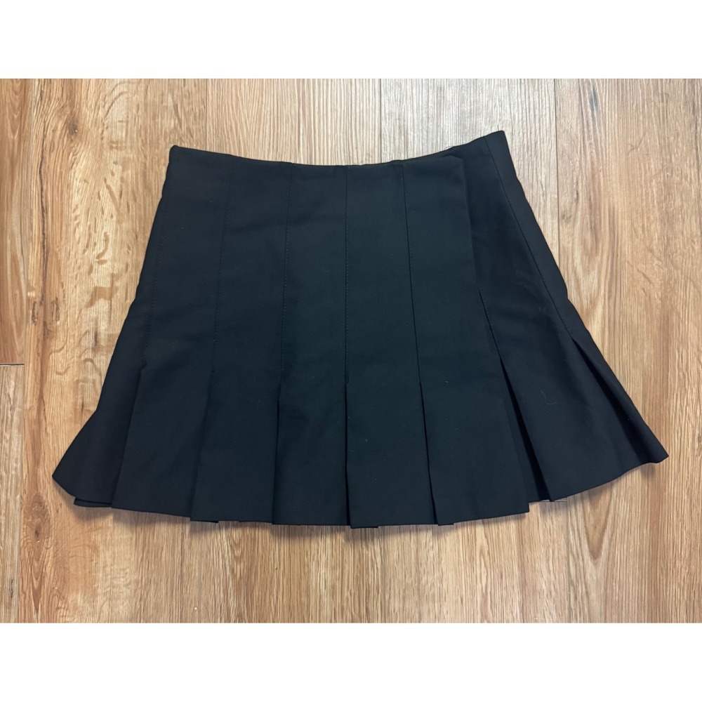 Zara Black Pleated Mini Skirt Wrap Front Schoolgirl Style 7385/576 Size S